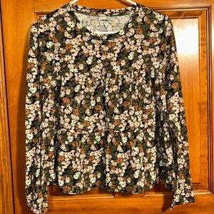 Sonoma Floral Ruffled Long Sleeve Blouse